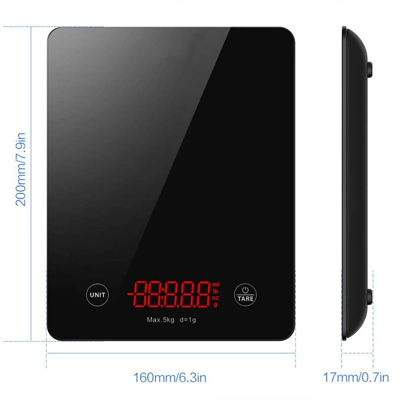 Unique 5kg High Accuracy Smart Coffee Scale Display Tempered Glass Electronic Digital Kitchen Food Scale