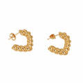 18k Gold Plated Non Tarnish & Waterproof Simple Rope Hoop Earring Fashion Jewelry
