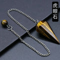 HUIYING Pyramid Reiki Pendulum Natural Energy Stone Amulet Healing tiger eye Pendant Meditation Hexagonal Pendulum jewelry