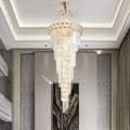 High Quality Crystal Luxury Stair Ceiling Chandeliers Lights Italian Round Gold Stainless Steel Pendant Lamp Modern Chandeliers