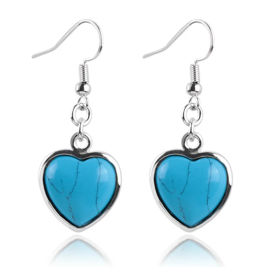 Wholesale Natural Crystal Green Aventurine Lapis Lazuli Heart Shaped Earring  Gemstone Jewelry Natural Stone Earrings Women