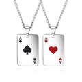 Stainless Steel Poker Playing Cards Hip Hop Jewelry Lucky Ace of Spades Poker Pendant Men Necklace