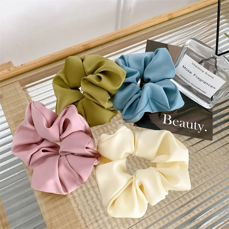 Silk Like Jumbo Hair Scrunchies Wholesale Floral Summer Satin Scrunchies Oversize Hair Ties