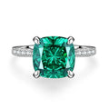 925 Sterling Silver 9*9mm Emerald High Carbon ZIRCON Rings for Women Sparkling Wedding Fine Jewelry Wholesale Gift