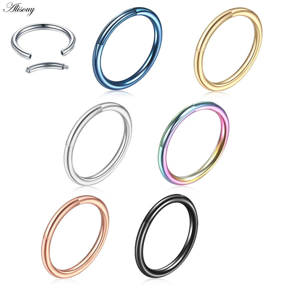 316L Stainless Steel Segment Labret Lip Nose Rings Cartilage Earrings Piercing Body Jewelry PVD Universal 16G 14G Grade