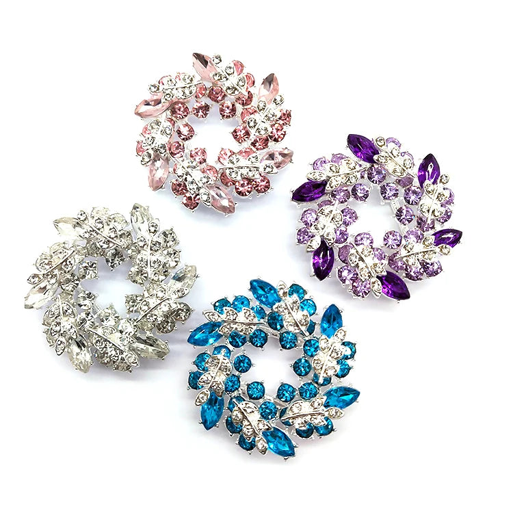 Wholesale Popular Flower Shape Silver Plated Crystal Rhinestone Buckle for Bow DecorationBuckles for ClothesMetal Buckles