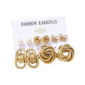 2021 Hot Sales Fashion New Exaggerated Geometric Circle Pearl  Earrings Sets Girls Gift