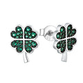 925 Sterling Silver Four-Leaf Stud Earrings for Women Colored Diamond Rhodium Black Gold Plating Simple Small Design Zircon