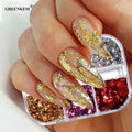 6 Grid Gold Foils Luxury Sequins for Nail Design 2021 Irregular Mirror Nail Glitter Flakes Gel Polish Designer Nail Foil