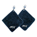 Cotton Velour Golf Towel Custom Embroidered Logo Black Golf Ball Cleaning Towel with Reel Clip