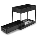2-Tier Sliding Under Sink Organizers and Storage for Bathroom Kitchen Under Bathroom Sink Organizer with Hooks