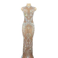 Sparkly Singer Stage Show Evening Dresses Rhinestones Mesh Long Dress Women Club Party Women Dress