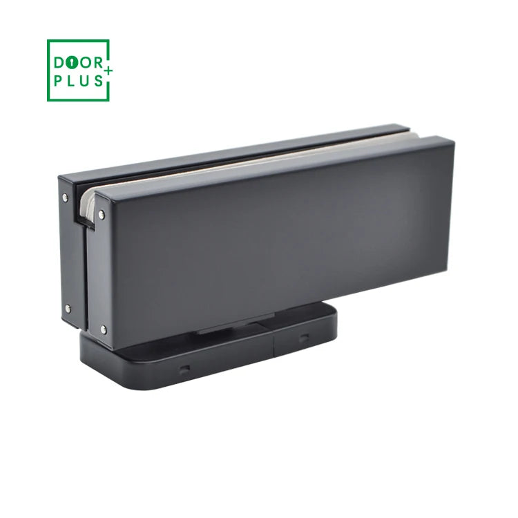 Doorplus Modern Matt Black Hydraulic Patch Clamp Non-Digging Floor Spring for Hanging Glass Panel for Bathroom Use Door Closer