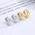 925 Sterling Silver Statement Earrings Geometric square Oval Shape Mini Zircon Gold Plated Hoop Earrings for Women