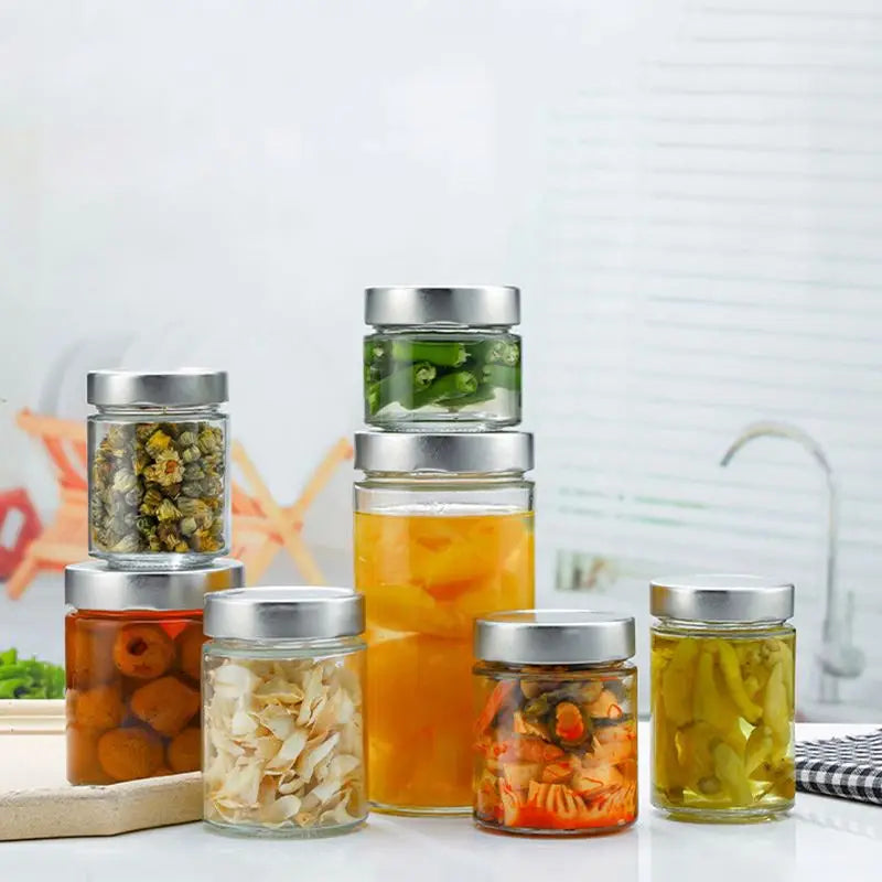 Factory Produced Food Grade Empty Clear Round Glass Honey Jars With Lids 100ml 180ml 250ml 280ml 380ml 500ml 750ml