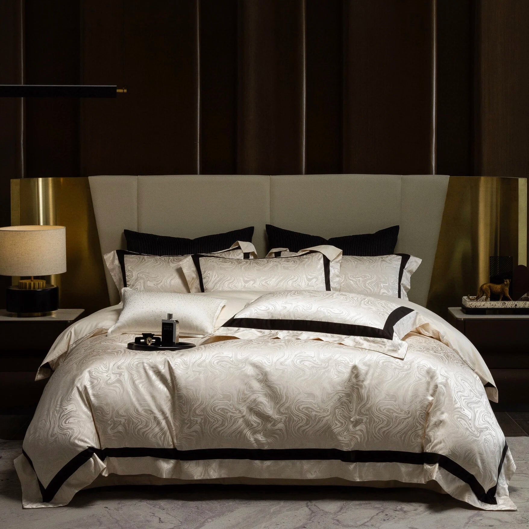 Exquisite Gold Jacquard Pillowcase king Size 100s Australian Cotton Bed Sheet pink Duvet Cover Home Textile Bedding Set Supplier