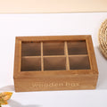 Wholesale Natural Storage Box Decorative Chest Small Wooden Storage Boxes Wooden Tea Box Bamboo 6-Section with Acrylic Lid