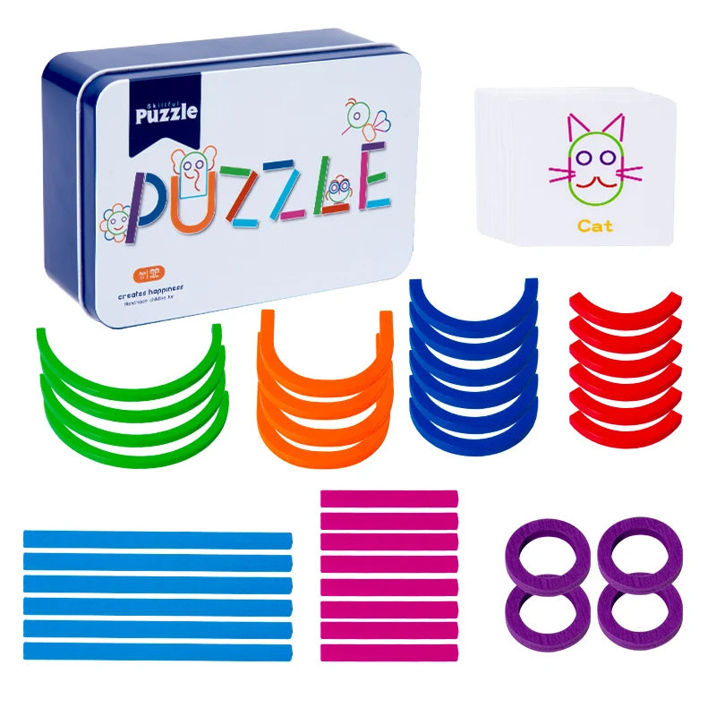 Wooden Creative Geometric Jigsaw Puzzle Game Kindergarten 3-6 Years Old Early Education Enlightenment Toy for Children