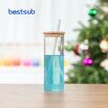 BestSub Wholesale Custom Clear Sublimation Blanks Skinny Glass Water Bottle Borosilicate Straight Tumbler with Lid Straw