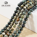 JD GEMS Green Black Colors Natural Kambaba Gemstone Matte Old Kambaba Beads Faceted Round Stone for Bracelet Making Accessory