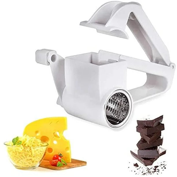 Multipurpose Rotary Cheese Grater Hand-Cranked Tabletop Drum Grinder Plastic Kitchen Slicer for Cutting Fruit and Vegetables