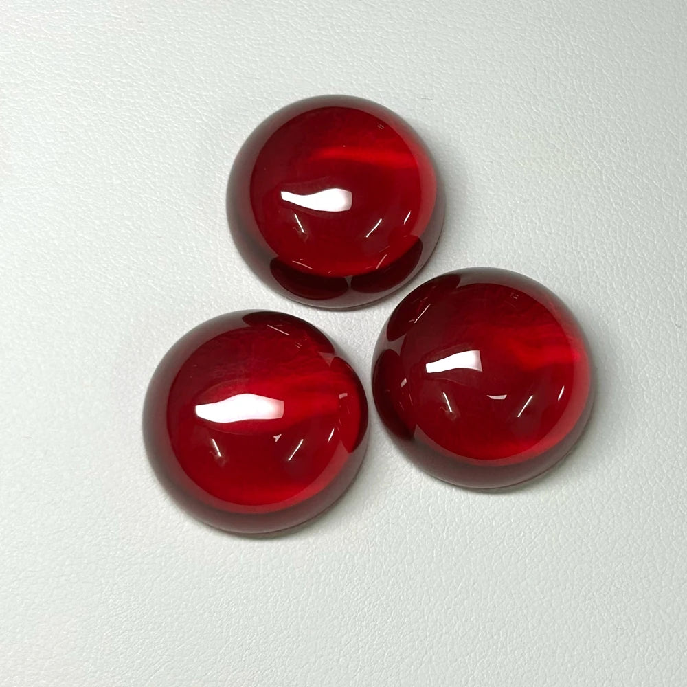 Half Round Ball Synthetic Red 5# Ruby 4mm to 24mm Flat Back Corundum Cabochon for Jewelry