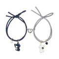 Pulsera De Pareja Stainless Steel Cat Charm Pendant Bracelet for Men Women Magnet Heart Attract Each for Couple Bracelet Se