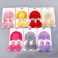MIO Baby Infant 100% Cotton Socks Hat Gift Set 0-12 Months Newborn Soft Anti Slip Ankle Socks Solid Color Flower Beanie Baby Hat