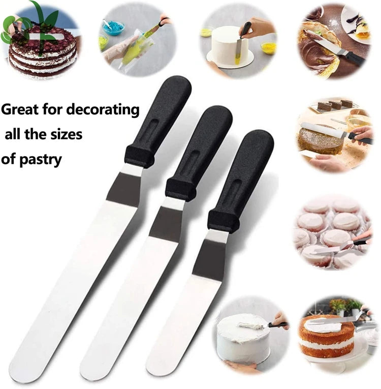 OKSILICONE Decorating Cream Spatula 6/8/10 Inch Stainless Steel Cake Spatula Scraper for Demoulding Knife Baking Tools Layerer