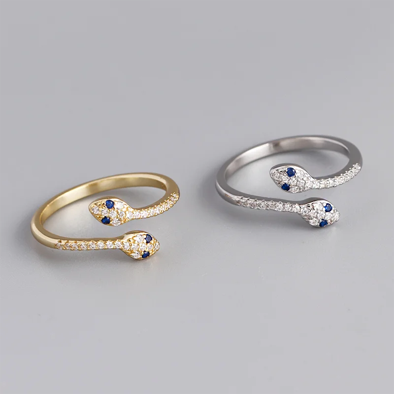 Custom Luxury Gold Plated 925 Sterling Silver French Charm Snake Finger Ring Open Design Ladies Wedding Gift Parties Trendy