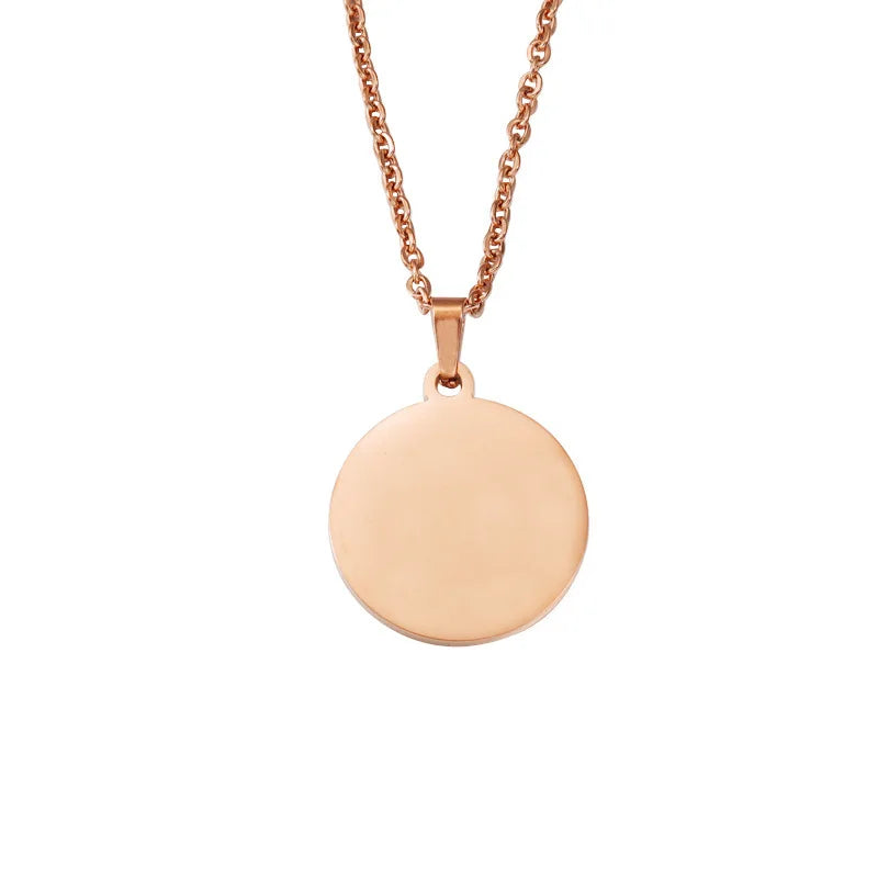 Yiwu Jewelry Factory Can Customize Engraving Blank Stainless Steel Ring Disc Pendant Necklace 10-25mm Size for Any Number Symbol