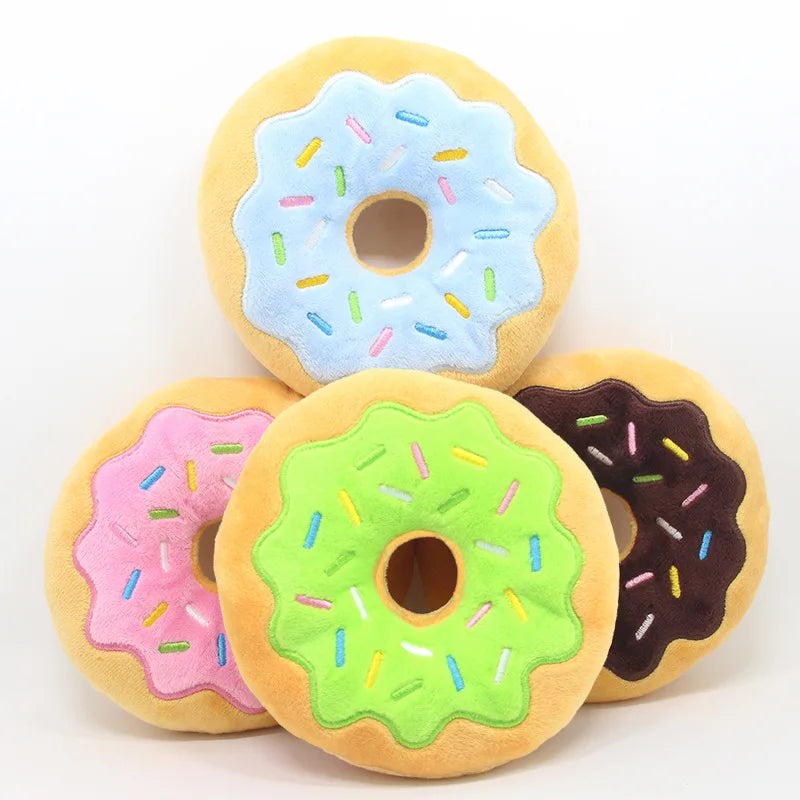New Donut Pet 15cm Squeaky Custom Interactive Durable Plush Dog Chew Toy