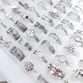 Vintage Classic Silver Plated Ring Popular Fish Number Snowflake Finger Ring Open Jewelry for Women Accessory