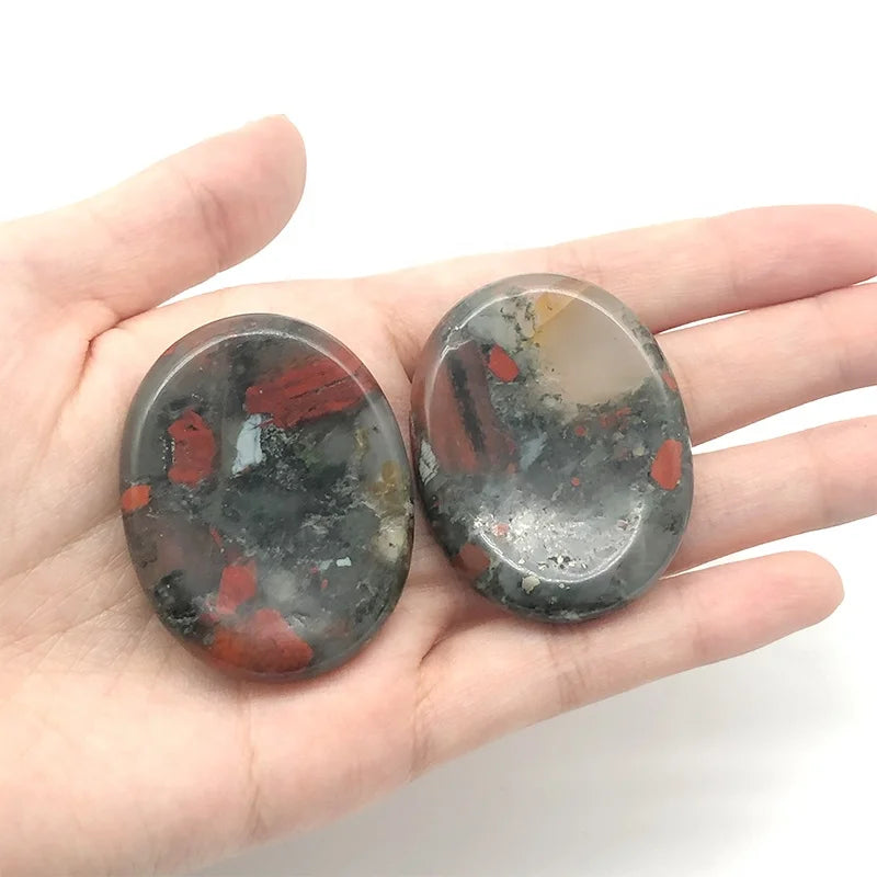 Wholesale Polished Tumbled Healing Oval Pocket Stone Natural African Bloodstone Massage Thumb Worry Stone
