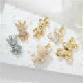 Jiexing 14K Gold Plate Cubic Zirconia Rabbit Charms Pearl Bear Pendant Micro Inlaid Necklace Jewelry Making Accessories