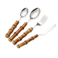 Bamboo Handle Flatware Knife Spoon Fork Set Stainless Steel Cutlery Set Silverware