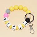 New Mix Color Silicone Beaded Wristlet Creative DIY Letter Beaded TEACH Bracelet Keychain for Teacher Gift