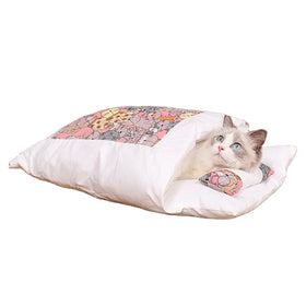 New Design Cat Bed Warm Sleeping Soft Bag Deep Sleep Winter Removable for Pet Dog House Nest Cushion with Pillow