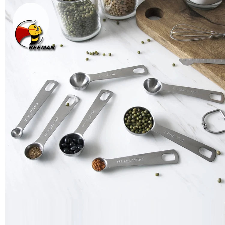Beeman 9 PCS Set 1g 5g 30g 1ml 5ml Metal Tiny Coffee Measuring Spoon Stainless of Set 6