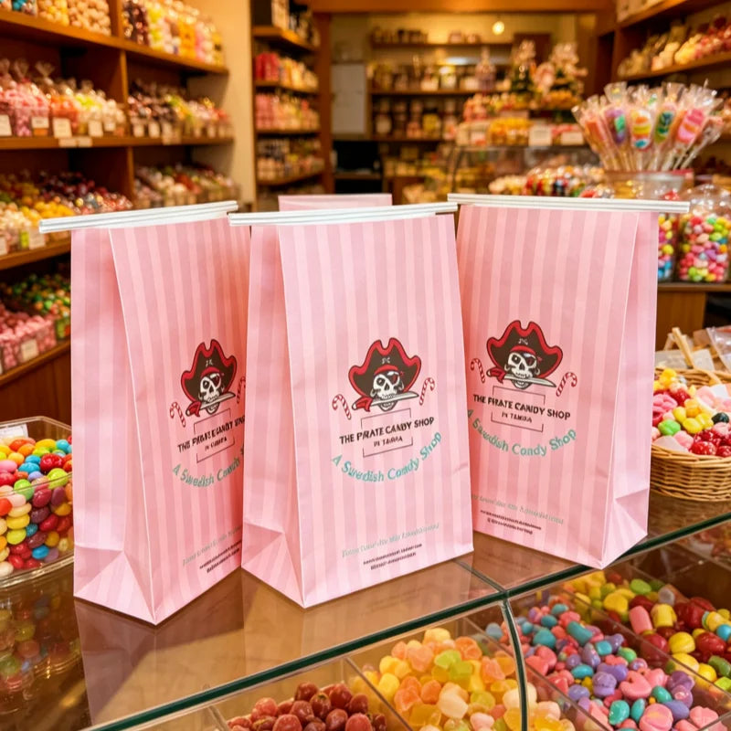Custom LOGO Small Bakery Bags with Window Tin Tie Tab Lock Kraft White Candy Shop Paper Bags for Coffee Bean