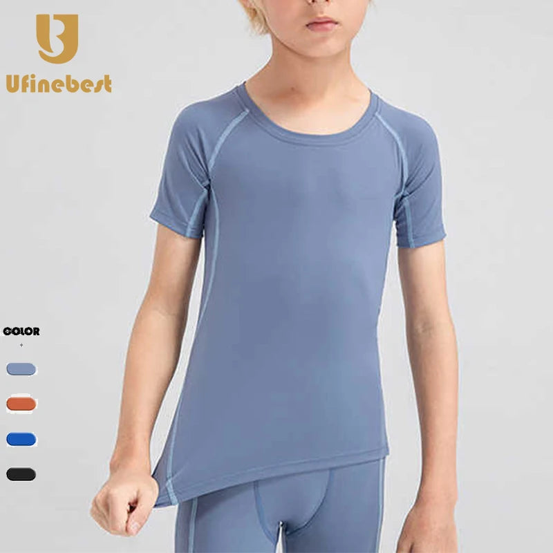 High Resilience Breathable Close-Fitting Kids Sports Wear Boys Quick Dry Children Soft Short Sleeve T Shirts