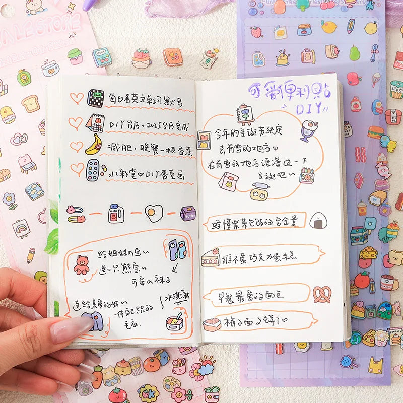 2pcs/pack Fun Fair Cute Cartoon Handbook Stickers Kids Female Cute Stickers Handbook Stickers