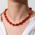 JOOLIM 18k Gold Plated Stainless Steel Red Natural Stone Necklace High-End Hypoallergenic Chains for Summer Bracelet Set