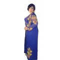 Dark Blue Luxury African Design Ladies Dress Rhinestone Embellished Polyester Underwear Set Good Selling Formal Summer Winter