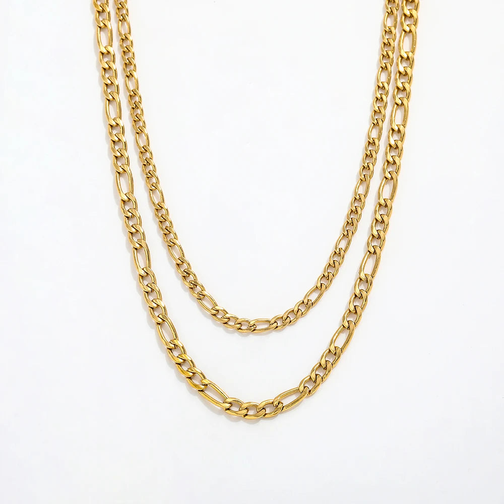 Fenny 18K Gold Plated New Boho Multilayer Choker Chain Necklace Trendy Jewelry Stainless Steel Jewelry Wholesale
