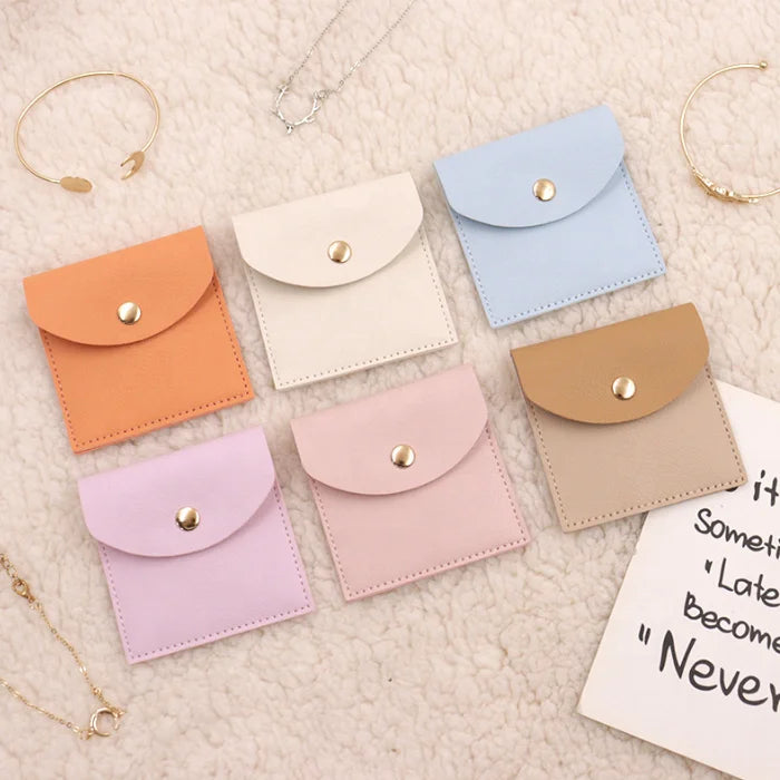 Leather Jewelry Pouch Gift Packaging Pouches Ring Brooch Bags Wedding Ring Case Holder Travel Jewelry Holder for Necklaces Ring