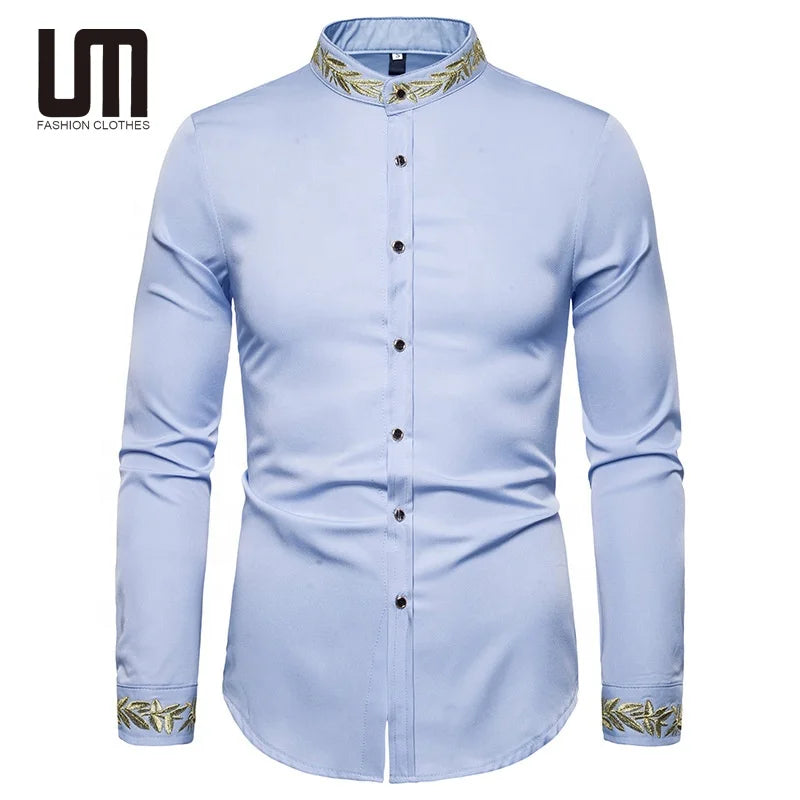 Liu Ming Wholesale 2024 Autumn Fashion Men s Casual Clothing Long Sleeve Formal Tops Slim Fit Embroidery Dress Shirts