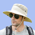 Outdoor Sun UV Protection Cap Wide Brim Quick Dry Nylon Hiking Fishing Fisherman Bucket Hat With String