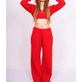 Zip up Cropped Hooded Hoodie & Straight Leg Pant Set Women's Tracksuit Long Sleeve Hooded Hoodie 2 Pieces Set Baggy Pant