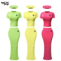 Tall Girl Friendly 2 Pieces Set Loungewear Women Sets Cotton Spandex Lady Elegant Design Ribbed Floor Length Skirt Maxi Dresses